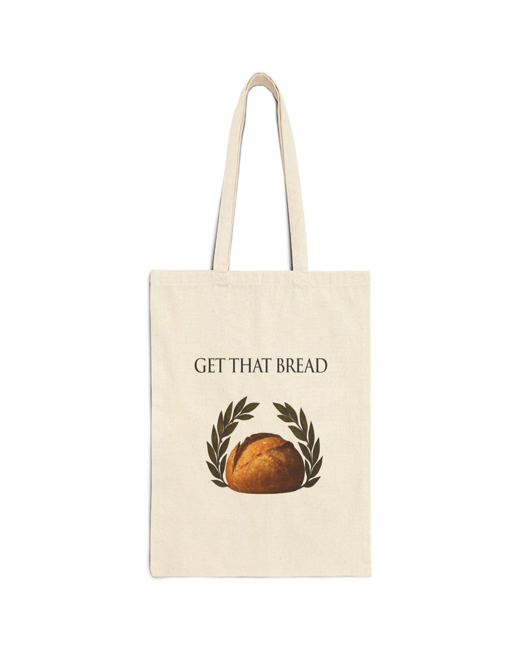 Elevate your everyday hustle with the SPQR Get That Bread Canvas Tote. Durable 12 oz cotton, eco-friendly inks, and Roman-inspired loaf & laurel design.