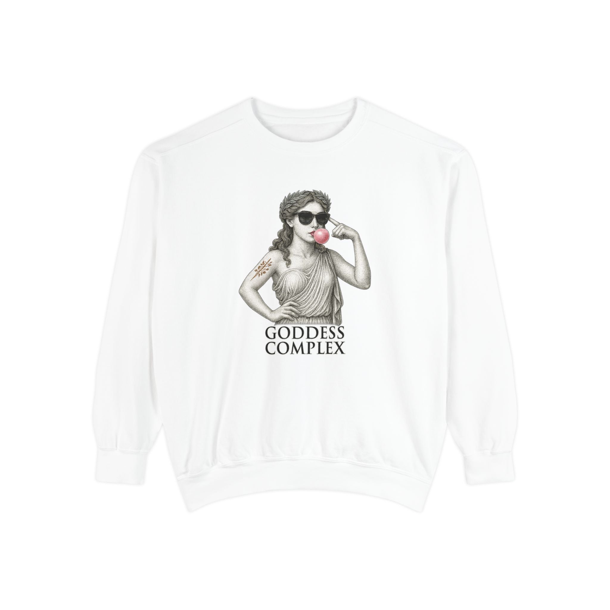Goddess Complex Crewneck in White — casual goddess mode